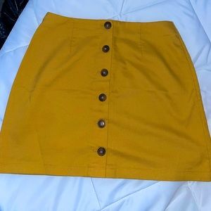 Mustard button down miniskirt